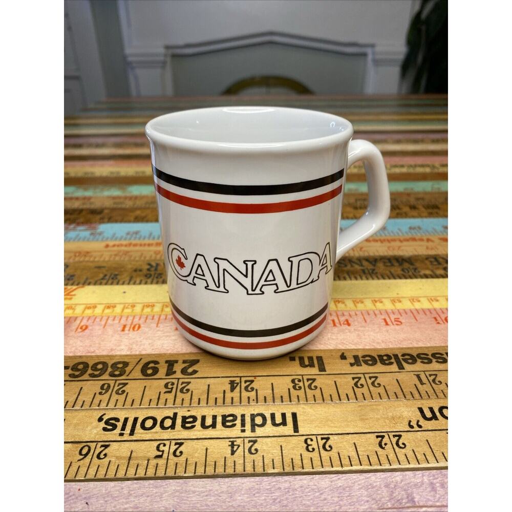 Vintage Canada Maple‎ Leaf Stripe Coffee Mug Cup White Made In England - Picture 6 of 9